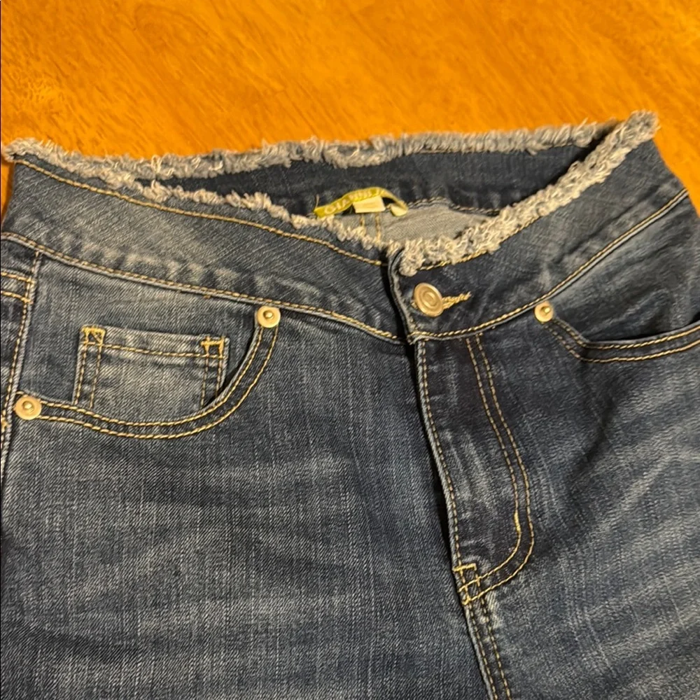 Gianni Bini Navy Flare Jeans with Bow Accents